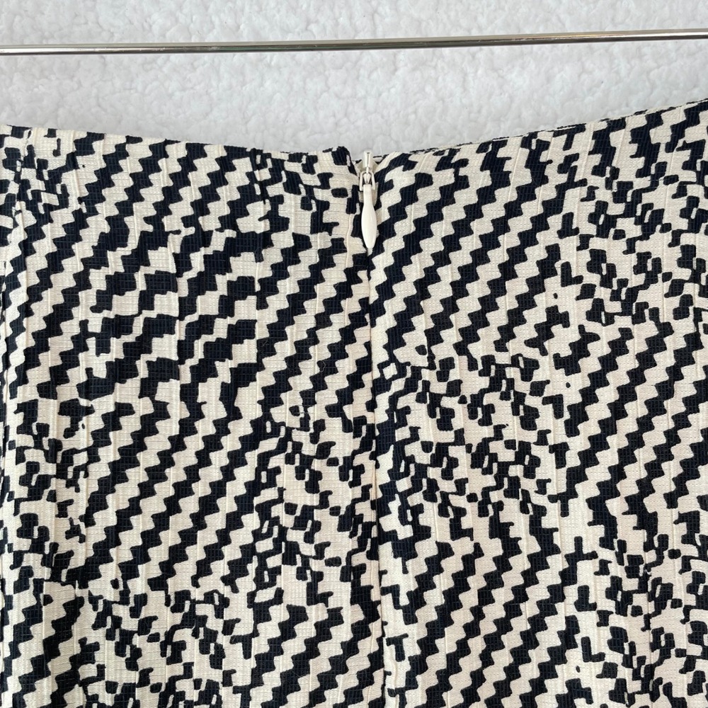 Part Two AlexandraPW SK Black Cream Chevron Zigzag Draped Pencil Skirt 36 - Picture 3 of 10